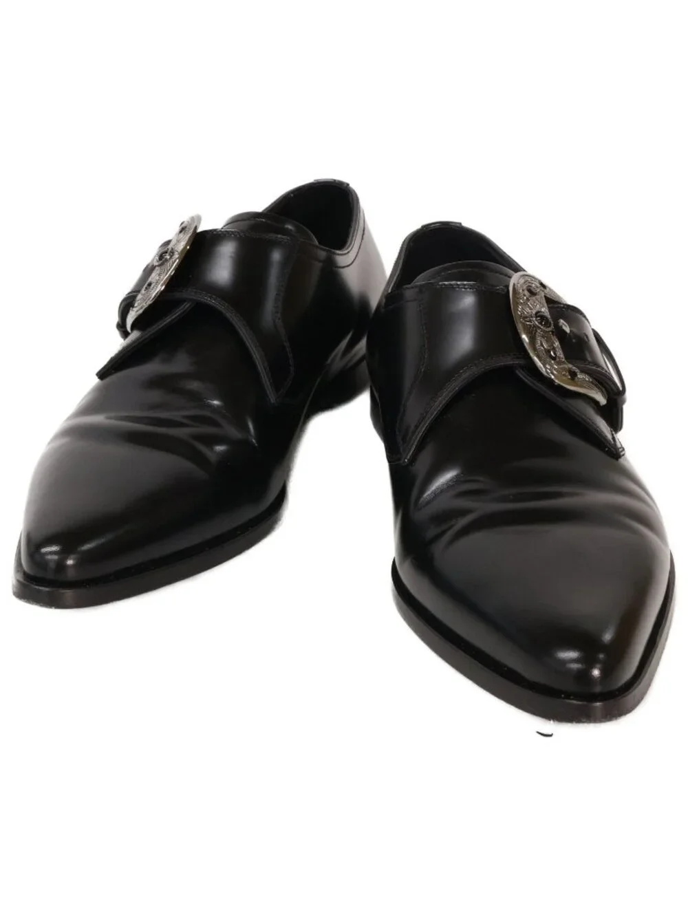 Dolce & Gabbana Silver Buckle Single Monk Dress Shoes